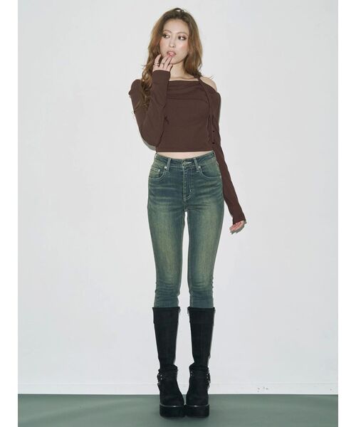 EVRIS（エヴリス）の「ヴィンテージライクストレッチスキニーデニムパンツ（デニムパンツ・レディース・ブラック/インディゴブルー・X-SMALL/SMALL/MEDIUM）」の4枚目の写真