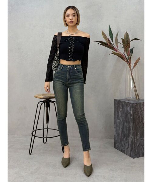 EVRIS（エヴリス）の「ヴィンテージライクストレッチスキニーデニムパンツ（デニムパンツ・レディース・ブラック/インディゴブルー・X-SMALL/SMALL/MEDIUM）」の13枚目の写真