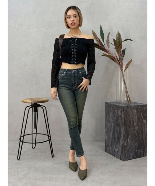 EVRIS（エヴリス）の「ヴィンテージライクストレッチスキニーデニムパンツ（デニムパンツ・レディース・ブラック/インディゴブルー・X-SMALL/SMALL/MEDIUM）」の14枚目の写真