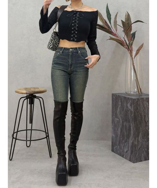 EVRIS（エヴリス）の「ヴィンテージライクストレッチスキニーデニムパンツ（デニムパンツ・レディース・ブラック/インディゴブルー・X-SMALL/SMALL/MEDIUM）」の16枚目の写真