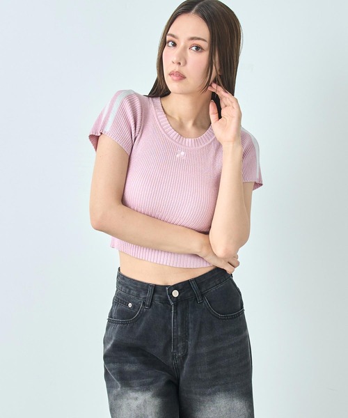 ANAP(アナップ)の「ラメ 肩 ライン ニット トップス(ニット/セーター・レディース・ピンク/グレー/ブラック・FREE)」の3枚目の写真