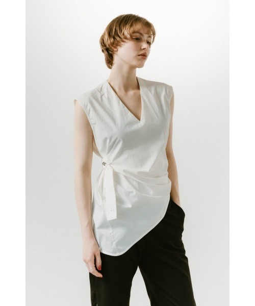 Knuth Marf(クヌースマーフ)の「2way asymmetry blouse(シャツ/ブラウス・レディース・ホワイト/ネイビー・FREE)」の2枚目の写真