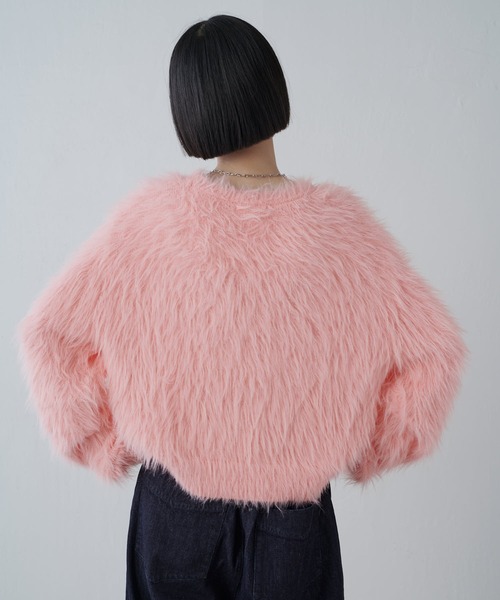 Lui's（ルイス）の「シャギークロップドニット（ニット/セーター・レディース・チャコールグレー/ピンク/ライトグレー/ホワイト・FREE）」の10枚目の写真