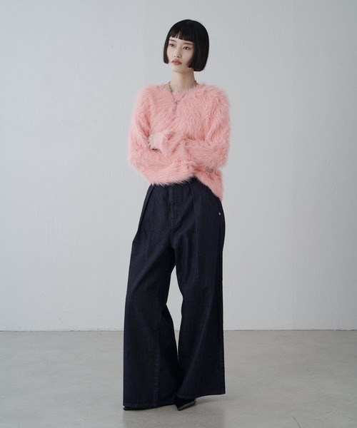 Lui's（ルイス）の「シャギークロップドニット（ニット/セーター・レディース・チャコールグレー/ピンク/ライトグレー/ホワイト・FREE）」の12枚目の写真