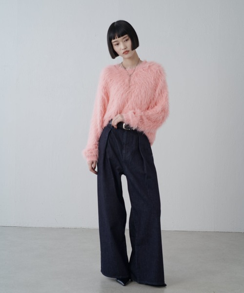 Lui's（ルイス）の「シャギークロップドニット（ニット/セーター・レディース・チャコールグレー/ピンク/ライトグレー/ホワイト・FREE）」の13枚目の写真