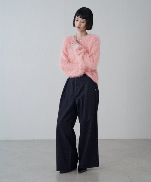 Lui's（ルイス）の「シャギークロップドニット（ニット/セーター・レディース・チャコールグレー/ピンク/ライトグレー/ホワイト・FREE）」の16枚目の写真