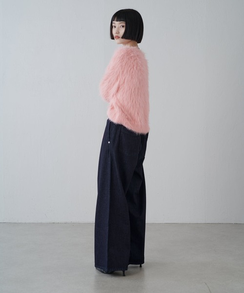 Lui's（ルイス）の「シャギークロップドニット（ニット/セーター・レディース・チャコールグレー/ピンク/ライトグレー/ホワイト・FREE）」の14枚目の写真