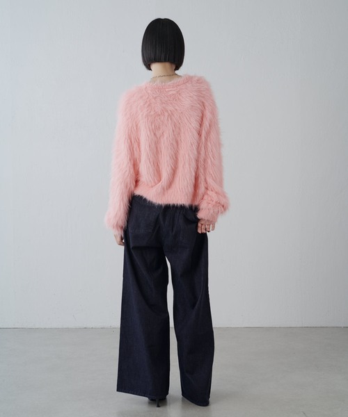 Lui's（ルイス）の「シャギークロップドニット（ニット/セーター・レディース・チャコールグレー/ピンク/ライトグレー/ホワイト・FREE）」の15枚目の写真