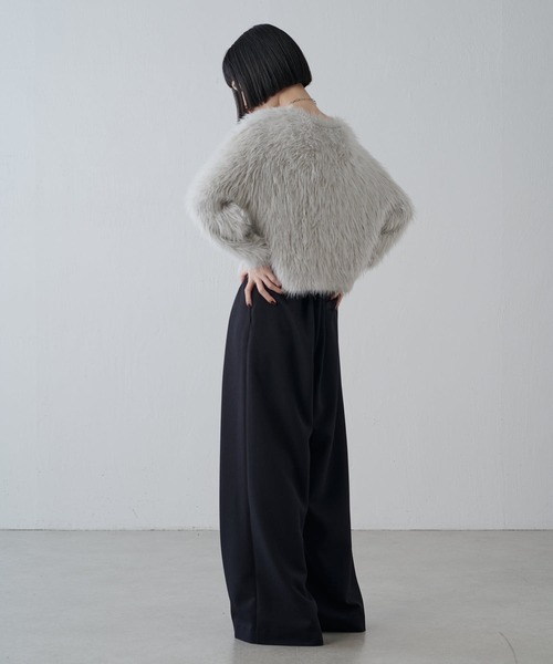 Lui's（ルイス）の「シャギークロップドニット（ニット/セーター・レディース・チャコールグレー/ピンク/ライトグレー/ホワイト・FREE）」の6枚目の写真