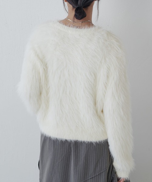 Lui's（ルイス）の「シャギークロップドニット（ニット/セーター・レディース・チャコールグレー/ピンク/ライトグレー/ホワイト・FREE）」の18枚目の写真