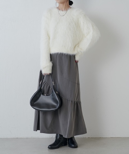 Lui's（ルイス）の「シャギークロップドニット（ニット/セーター・レディース・チャコールグレー/ピンク/ライトグレー/ホワイト・FREE）」の20枚目の写真