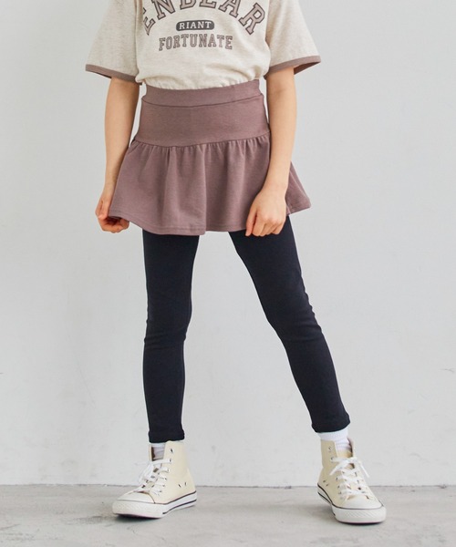 ever closet（エバークローゼット）の「ストレッチスカッツ(ギャザータイプ)（スカート・キッズ・ピンク系その他/ダークブルー/オレンジ/ブラウン/ベージュ系その他/レッド/グリーン系その他7/パープル系その他4/ブラック/クリーム/ラベンダー/マスタード/ライトグリーン・160cm/80ｃｍ/90cm/100cm/130cm/120cm/110cm/150cm/140cm）」の3枚目の写真