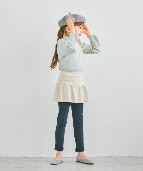 ever closet（エバークローゼット）の「ストレッチスカッツ(ギャザータイプ)（スカート・キッズ・ピンク系その他/ダークブルー/オレンジ/ブラウン/ベージュ系その他/レッド/グリーン系その他7/パープル系その他4/ブラック/クリーム/ラベンダー/マスタード/ライトグリーン・160cm/80ｃｍ/90cm/100cm/130cm/120cm/110cm/150cm/140cm）」の16枚目の写真