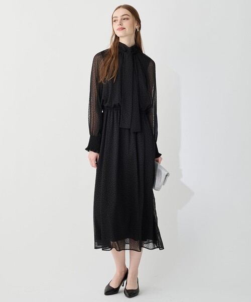 23区【APPLAUDIR】シアードットフロッキー ドレス34サイズ結婚式低身長 23区【APPLAUDIR】シアードットフロッキー ドレス34サイズ結婚式低身長