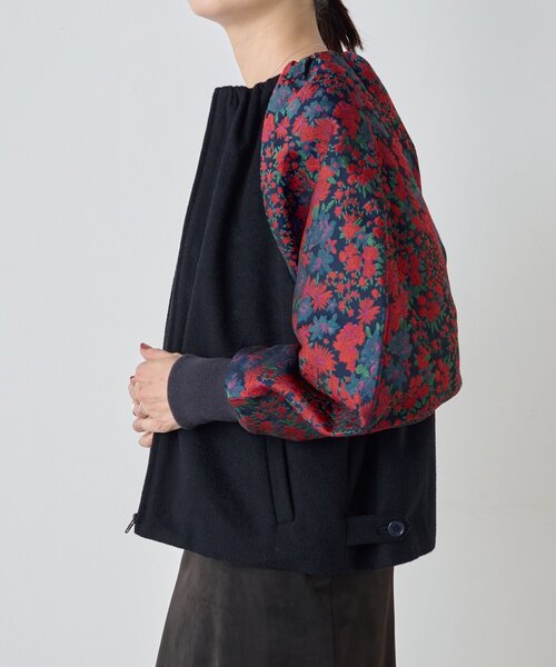 BEARDSLEY(ビアズリー)の「《FRIPIER》袖ジャガードZIPブルゾン(ブルゾン・レディース・ネイビー・FREE)」の3枚目の写真