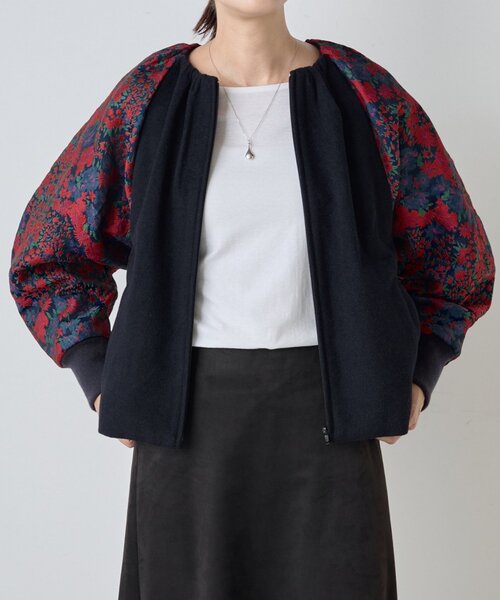 BEARDSLEY(ビアズリー)の「《FRIPIER》袖ジャガードZIPブルゾン(ブルゾン・レディース・ネイビー・FREE)」の5枚目の写真