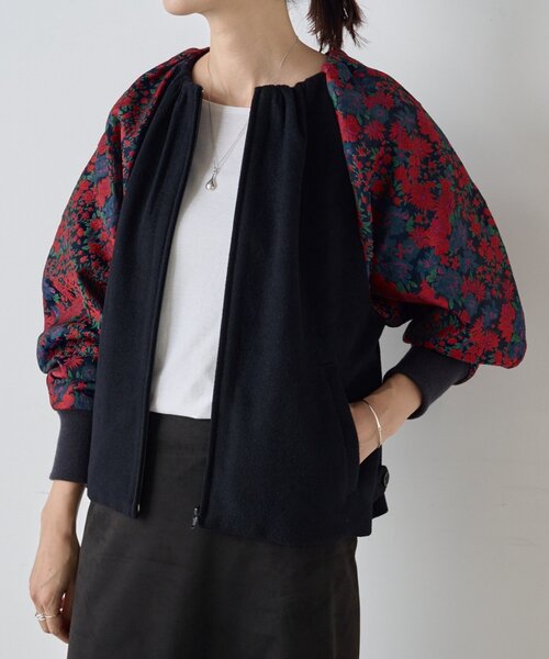 BEARDSLEY(ビアズリー)の「《FRIPIER》袖ジャガードZIPブルゾン(ブルゾン・レディース・ネイビー・FREE)」の6枚目の写真