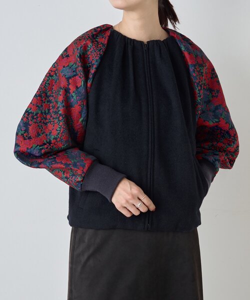 BEARDSLEY(ビアズリー)の「《FRIPIER》袖ジャガードZIPブルゾン(ブルゾン・レディース・ネイビー・FREE)」の14枚目の写真