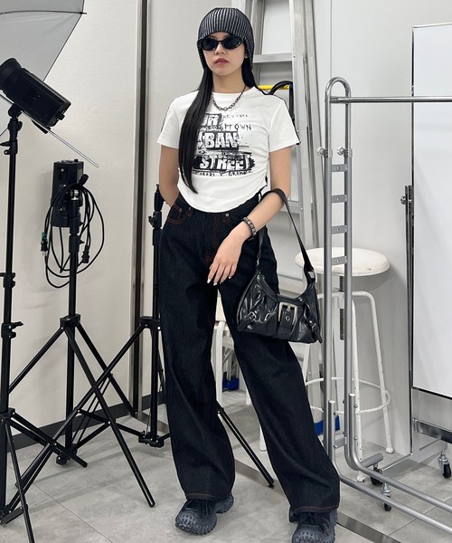 Figments(フィグメンツ)の「2ライングラフィックT(Tシャツ/カットソー・レディース・ホワイト/ブラック・FREE)」の7枚目の写真