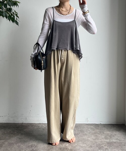 DouDou(ドゥドゥ)の「【WEB限定】メッシュベロアキャミ(Tシャツ/カットソー・レディース・ブラック/グレイッシュベージュ・FREE)」の21枚目の写真