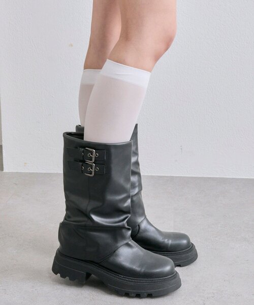 OLIVE des OLIVE（オリーブデオリーブ）の「エンジニアカバーブーツ（ブーツ・レディース・ダークブラウン/ブラック・LARGE/MEDIUM/SMALL）」の2枚目の写真