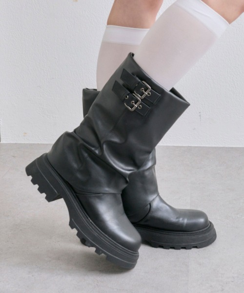 OLIVE des OLIVE（オリーブデオリーブ）の「エンジニアカバーブーツ（ブーツ・レディース・ダークブラウン/ブラック・LARGE/MEDIUM/SMALL）」の4枚目の写真