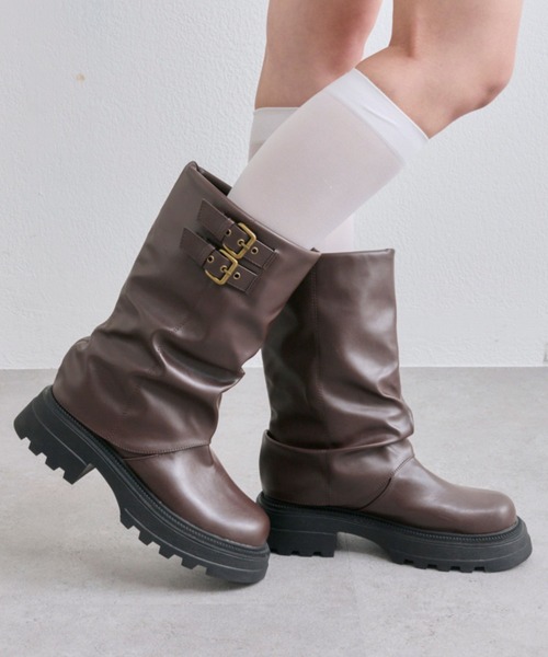 OLIVE des OLIVE（オリーブデオリーブ）の「エンジニアカバーブーツ（ブーツ・レディース・ダークブラウン/ブラック・LARGE/MEDIUM/SMALL）」の11枚目の写真