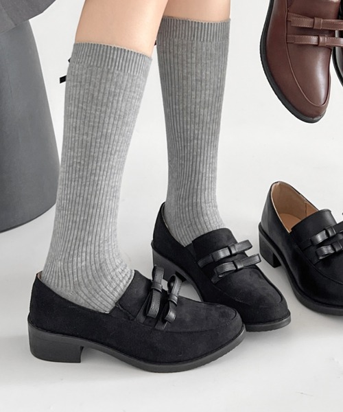 Shoes in Closet(シューズインクローゼット)の「超軽量厚底 ダブル リボン ローファー 2646(ローファー・レディース・ダークブラウン/ブラック/ブラック系8・L/3L/LL/M/S/XS)」の2枚目の写真