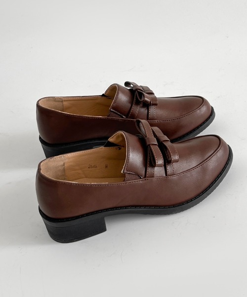 Shoes in Closet(シューズインクローゼット)の「超軽量厚底 ダブル リボン ローファー 2646(ローファー・レディース・ダークブラウン/ブラック/ブラック系8・L/3L/LL/M/S/XS)」の19枚目の写真