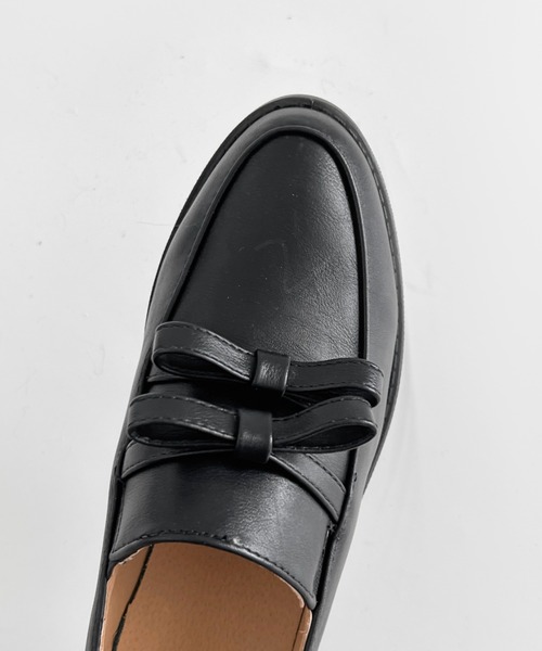 Shoes in Closet(シューズインクローゼット)の「超軽量厚底 ダブル リボン ローファー 2646(ローファー・レディース・ダークブラウン/ブラック/ブラック系8・L/3L/LL/M/S/XS)」の21枚目の写真