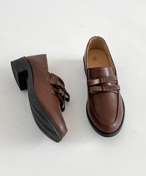 Shoes in Closet(シューズインクローゼット)の「超軽量厚底 ダブル リボン ローファー 2646(ローファー・レディース・ダークブラウン/ブラック/ブラック系8・L/3L/LL/M/S/XS)」の12枚目の写真