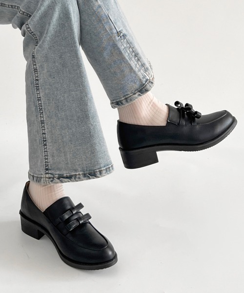 Shoes in Closet(シューズインクローゼット)の「超軽量厚底 ダブル リボン ローファー 2646(ローファー・レディース・ダークブラウン/ブラック/ブラック系8・L/3L/LL/M/S/XS)」の14枚目の写真