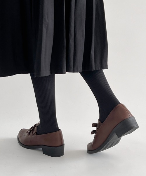 Shoes in Closet(シューズインクローゼット)の「超軽量厚底 ダブル リボン ローファー 2646(ローファー・レディース・ダークブラウン/ブラック/ブラック系8・L/3L/LL/M/S/XS)」の20枚目の写真