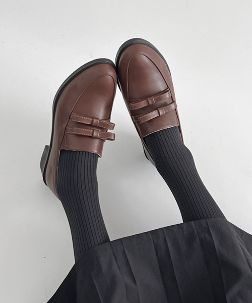 Shoes in Closet(シューズインクローゼット)の「超軽量厚底 ダブル リボン ローファー 2646(ローファー・レディース・ダークブラウン/ブラック/ブラック系8・L/3L/LL/M/S/XS)」の16枚目の写真