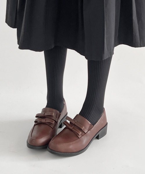 Shoes in Closet(シューズインクローゼット)の「超軽量厚底 ダブル リボン ローファー 2646(ローファー・レディース・ダークブラウン/ブラック/ブラック系8・L/3L/LL/M/S/XS)」の9枚目の写真