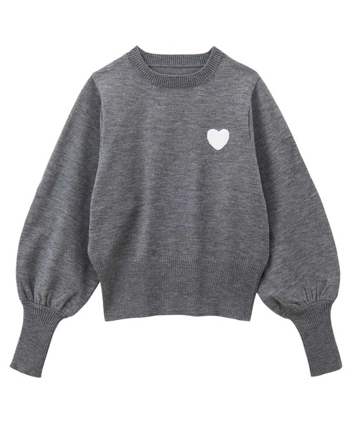 GeeRA(ジーラ)の「ハート刺繍ボリューム袖ニット(ニット/セーター・レディース・グレー/アイボリー/ブラック・MEDIUM/LARGE)」の13枚目の写真