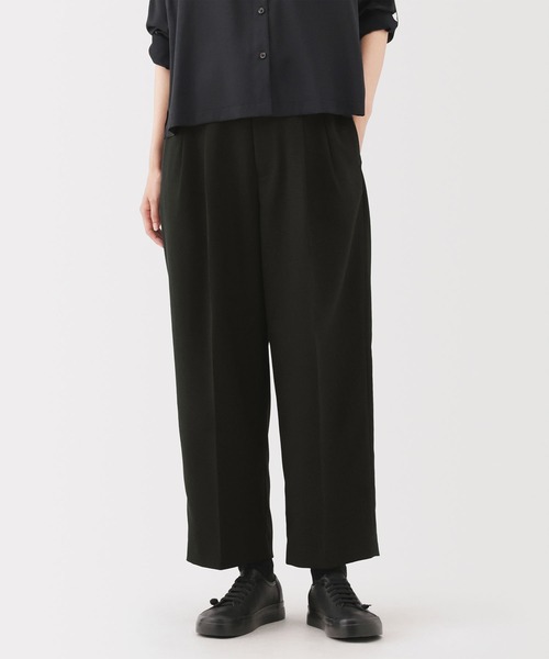 MUJI Labo(ムジラボ)の「〔MUJI Labo〕婦人 ユニフォーム素材で作ったタックワイドパンツ(9分丈)(その他パンツ・レディース・ブラック・S/M/L)」の2枚目の写真