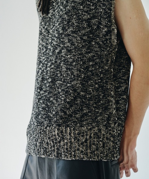 CAMPHOR WOOD(カンファーウッド)の「sleeveless cotton slub knit tops / スリーブレスコットンスラブニットベスト(ベスト・メンズ・ブラック/ライトベージュ・MEDIUM/LARGE)」の16枚目の写真