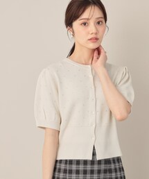 パターンメッシュ半袖カーディガン