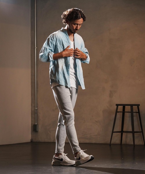 wjk reluxe(ダブルジェーケーリラックス)の「ms6194-wrinkle band collar denim shirts デニムシャツ(WR25W-14)(シャツ/ブラウス・メンズ・ライトブラック/ライトインディゴブルー/ブルー系その他・L/M/S)」の7枚目の写真