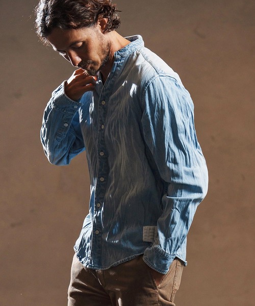 wjk reluxe(ダブルジェーケーリラックス)の「ms6194-wrinkle band collar denim shirts デニムシャツ(WR25W-14)(シャツ/ブラウス・メンズ・ライトブラック/ライトインディゴブルー/ブルー系その他・L/M/S)」の12枚目の写真