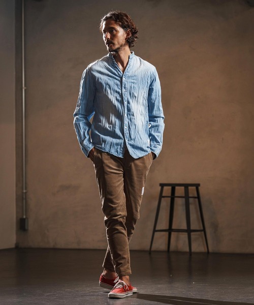 wjk reluxe(ダブルジェーケーリラックス)の「ms6194-wrinkle band collar denim shirts デニムシャツ(WR25W-14)(シャツ/ブラウス・メンズ・ライトブラック/ライトインディゴブルー/ブルー系その他・L/M/S)」の13枚目の写真