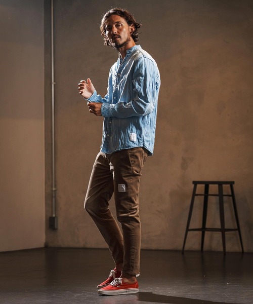 wjk reluxe(ダブルジェーケーリラックス)の「ms6194-wrinkle band collar denim shirts デニムシャツ(WR25W-14)(シャツ/ブラウス・メンズ・ライトブラック/ライトインディゴブルー/ブルー系その他・L/M/S)」の14枚目の写真