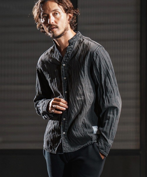 wjk reluxe(ダブルジェーケーリラックス)の「ms6194-wrinkle band collar denim shirts デニムシャツ(WR25W-14)(シャツ/ブラウス・メンズ・ライトブラック/ライトインディゴブルー/ブルー系その他・L/M/S)」の15枚目の写真
