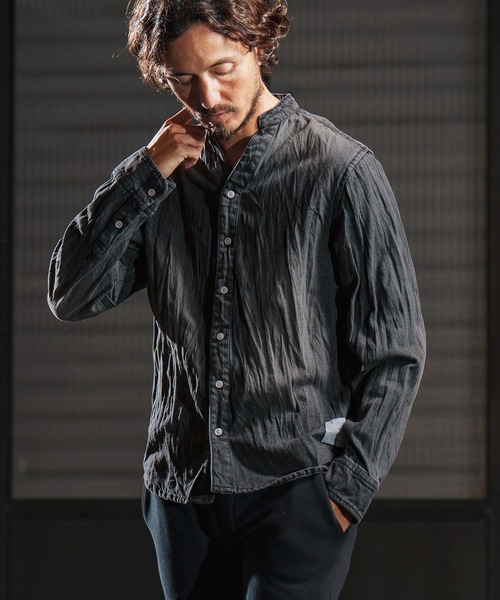wjk reluxe(ダブルジェーケーリラックス)の「ms6194-wrinkle band collar denim shirts デニムシャツ(WR25W-14)(シャツ/ブラウス・メンズ・ライトブラック/ライトインディゴブルー/ブルー系その他・L/M/S)」の16枚目の写真