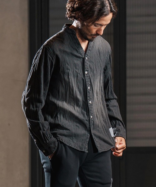 wjk reluxe(ダブルジェーケーリラックス)の「ms6194-wrinkle band collar denim shirts デニムシャツ(WR25W-14)(シャツ/ブラウス・メンズ・ライトブラック/ライトインディゴブルー/ブルー系その他・L/M/S)」の17枚目の写真