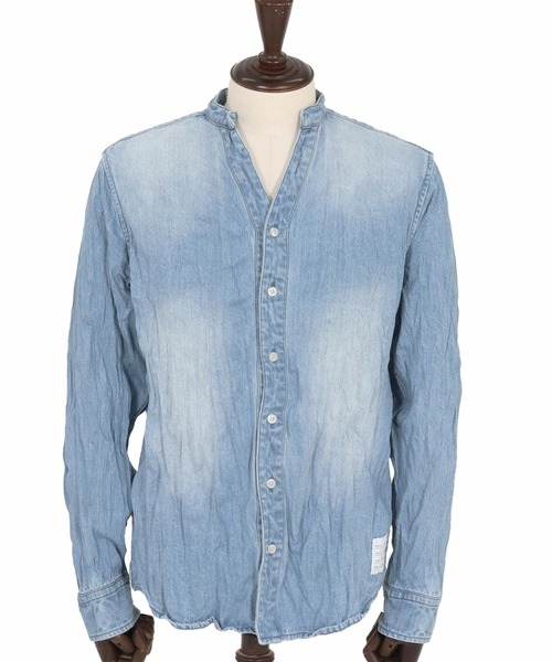 wjk reluxe(ダブルジェーケーリラックス)の「ms6194-wrinkle band collar denim shirts デニムシャツ(WR25W-14)(シャツ/ブラウス・メンズ・ライトブラック/ライトインディゴブルー/ブルー系その他・L/M/S)」の21枚目の写真