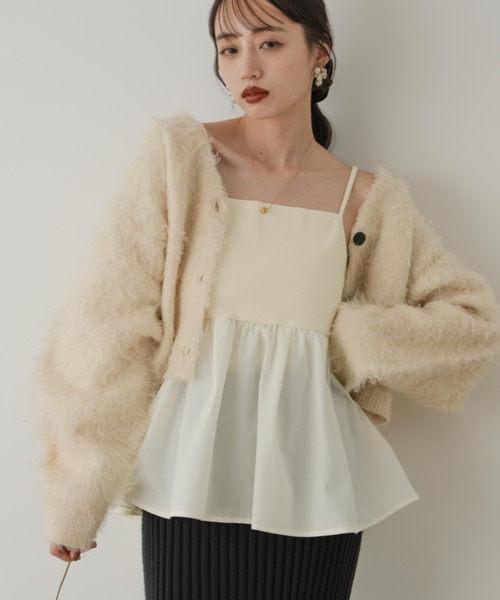 シャギーショートニットカーディガン（カーディガン/ボレロ）｜hinari