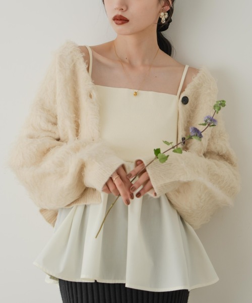 未使用 45R 45rpm ギマニットボレロ コットン ショートカーディガン ローゲージ ショート ニット カーディガン（カーディガン/ボレロ