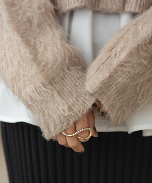 hinari（ヒナリ）の「シャギーショートニットカーディガン（カーディガン/ボレロ・レディース・ブラウン/アイボリー/ベージュ・FREE）」の9枚目の写真